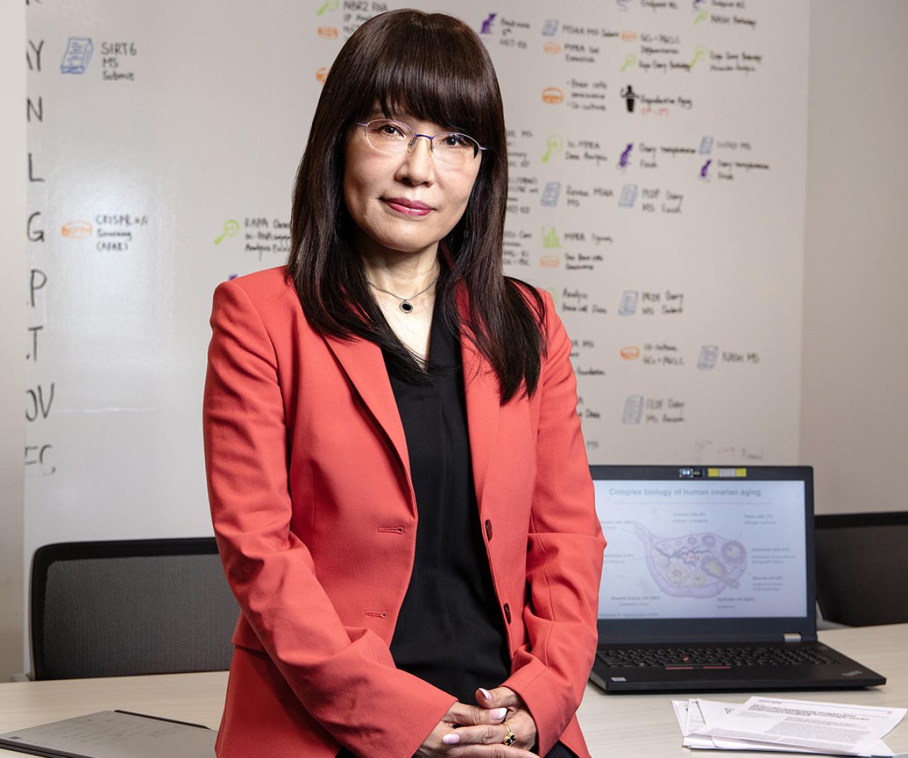 Columbia research Yousin Suh in her lab