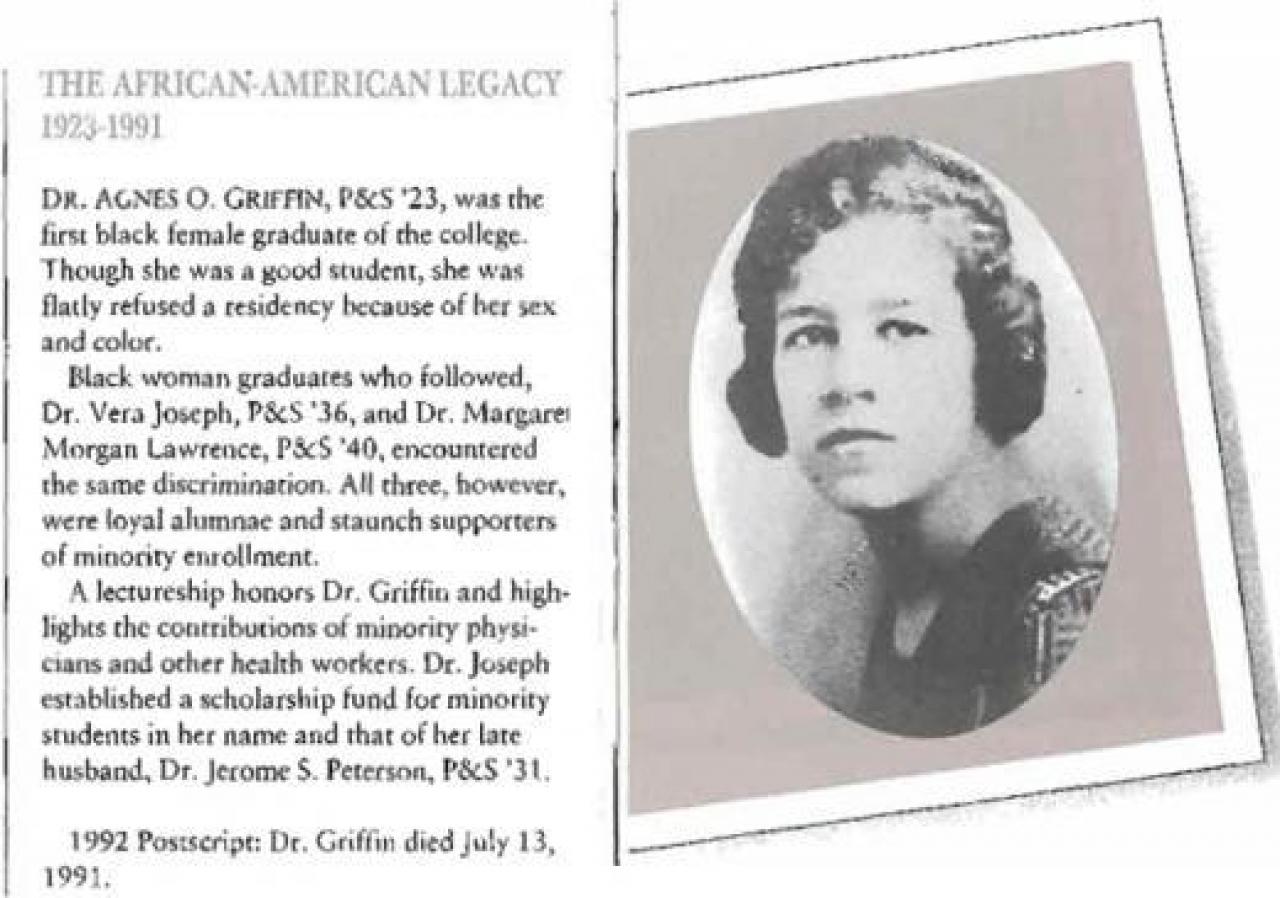Agnes Griffin, MD'23, first black woman to graduate from Columbia University's medical school