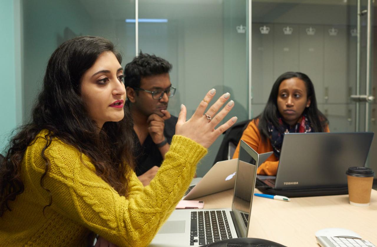 Students in the Mailman School of Public Health during a class discussion