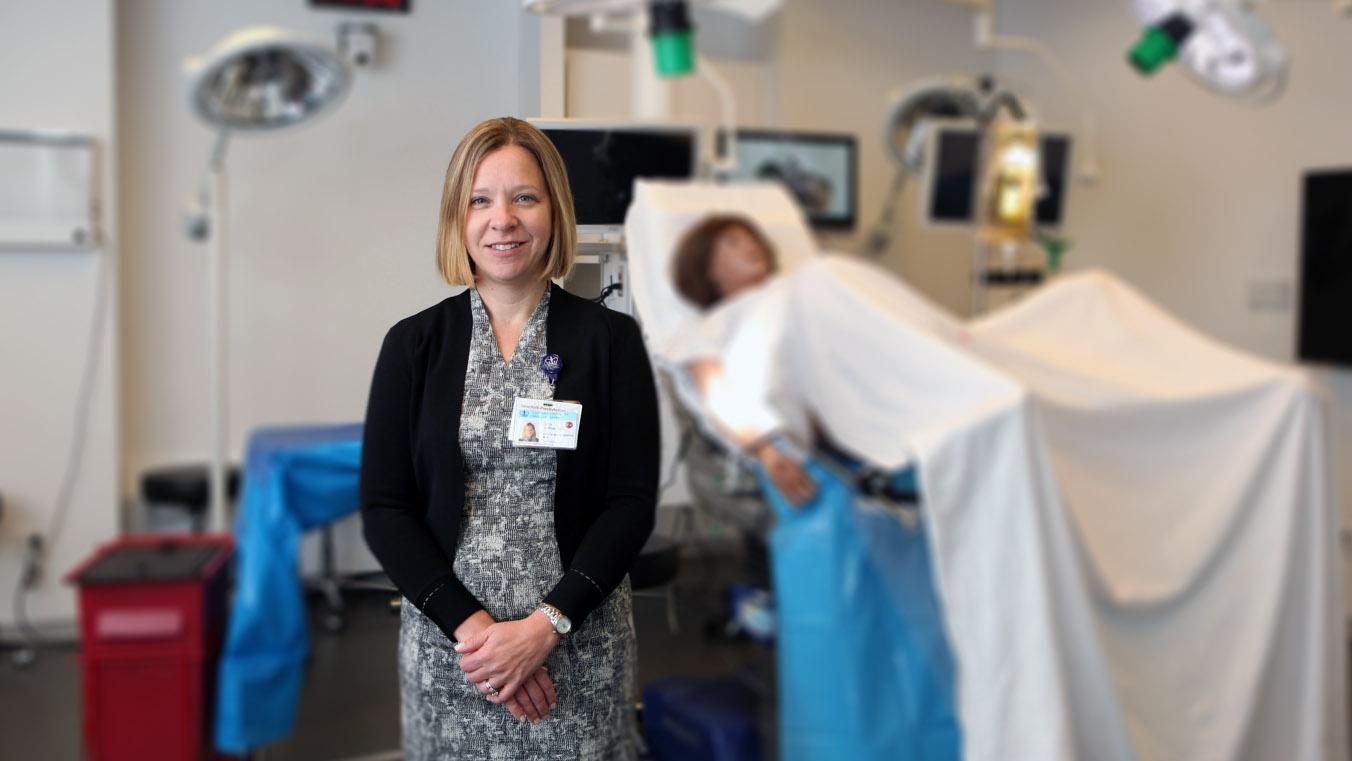 Dena Goffman in the Mary & Michael Jaharis Simulation Center 