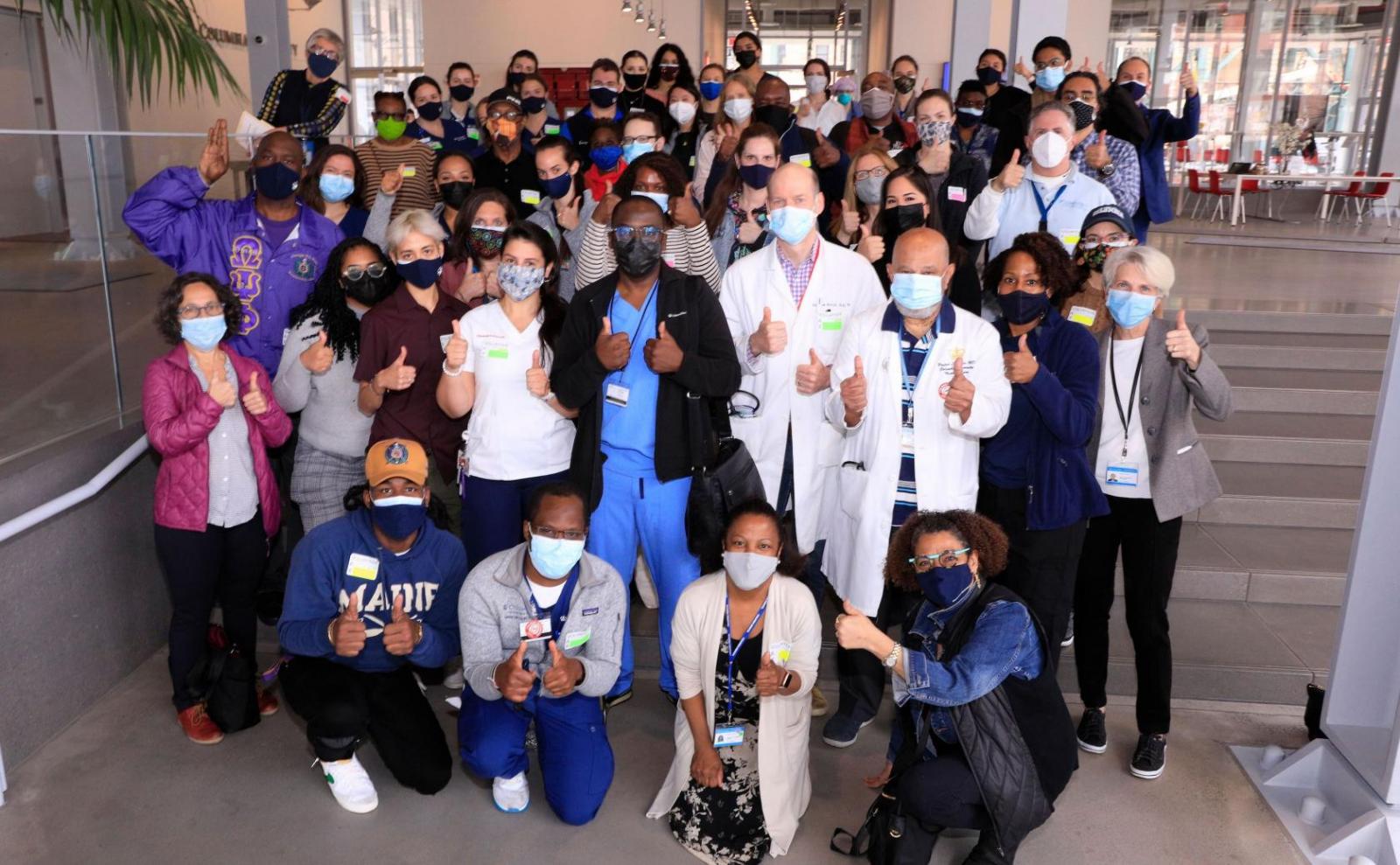Volunteers at Columbia University Wellness Center's Pop-Up COVID vaccine site