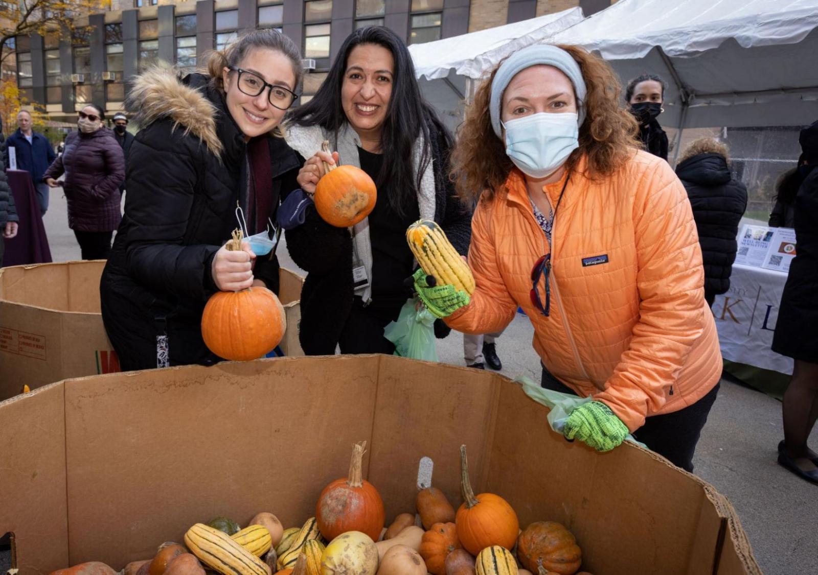 people holding pumpkins