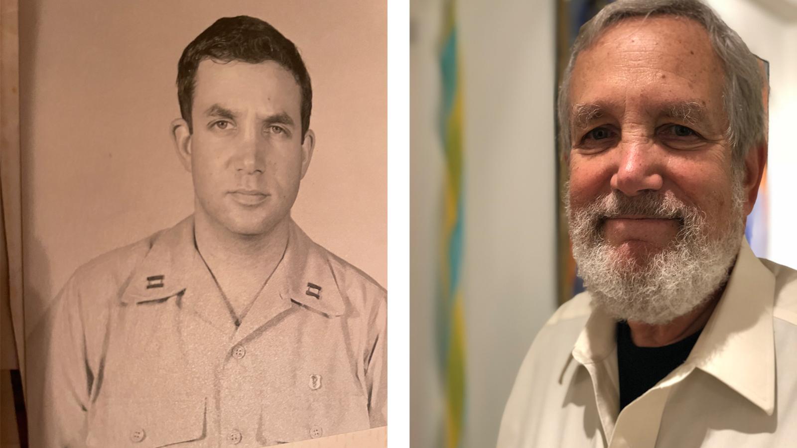 photos of Dr. Michael Rosen: in the Army in the 60s and present-day