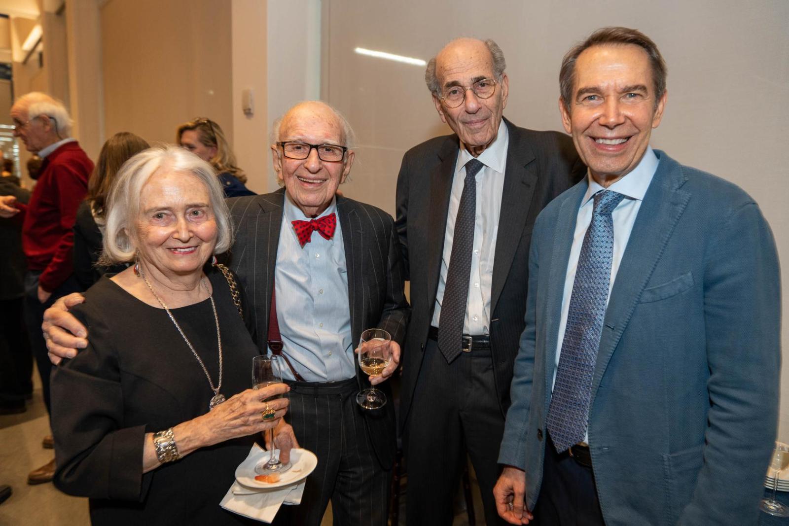 From left: Denise Kandel, Eric Kandel, Richard Axel, and Jeff Koons