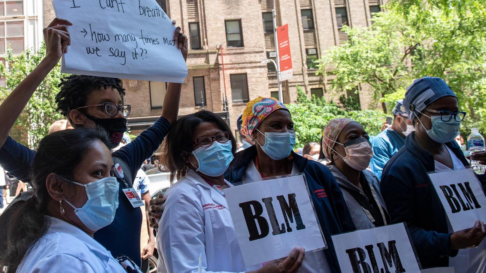 members of the CUIMC community joined with colleagues at NewYork-Presbyterian and Weill Cornell Medicine to observe 9 minutes of silence in a symbol of unity against racism and a shared commitment to making Black lives matter, here at Columbia and beyond.