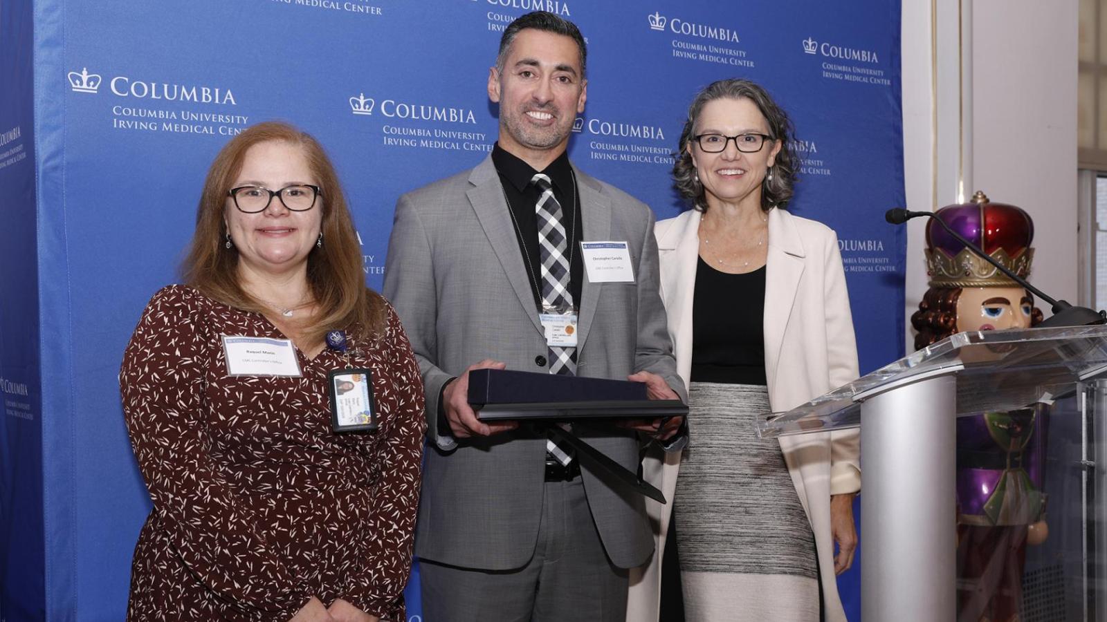 Raquel Marin, Christopher Cariello, and Katrina Armstrong at the 2022 Baton Awards ceremony.