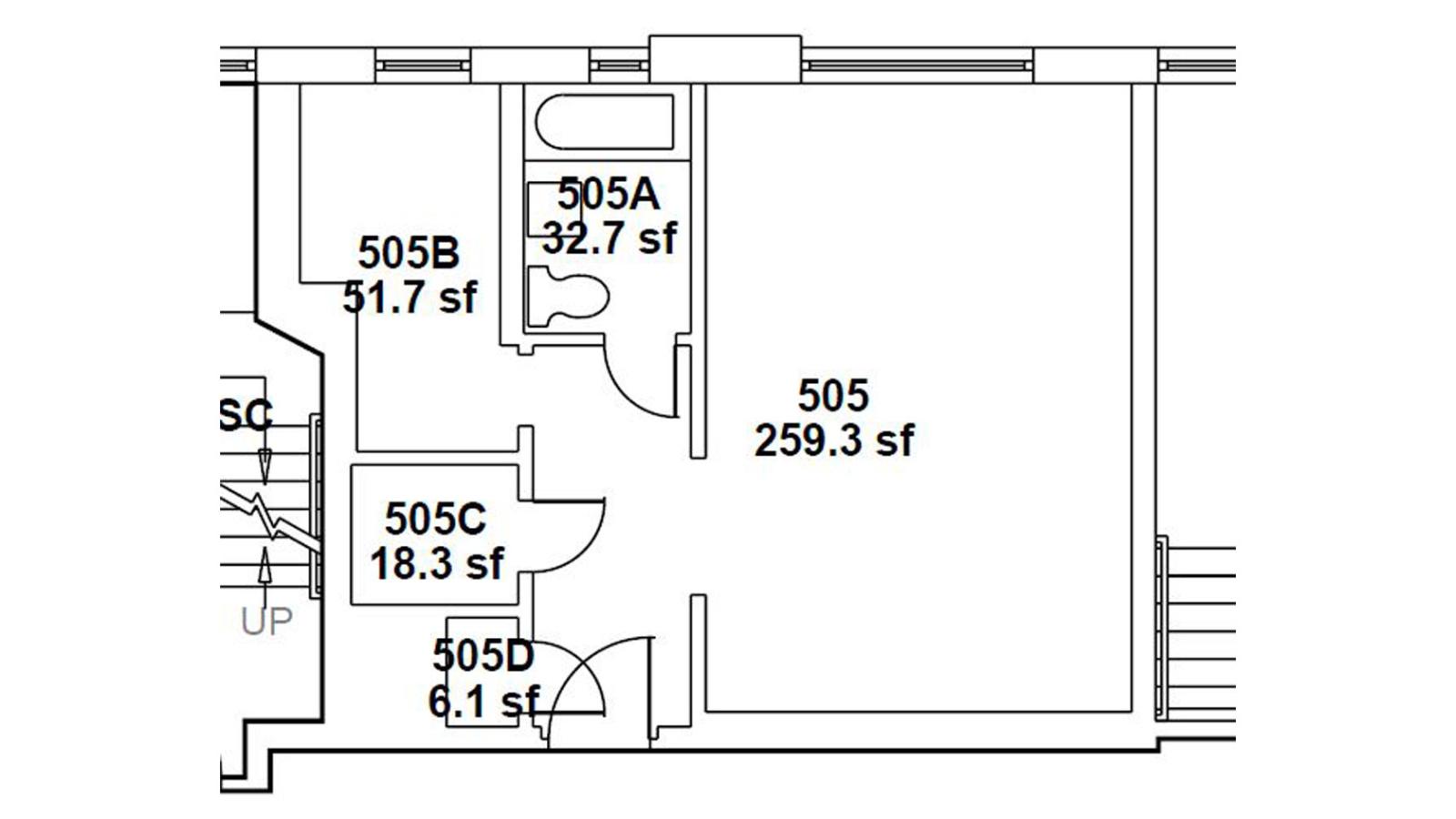 Floor plan of a sample studio apartment in the Georgian Residence.