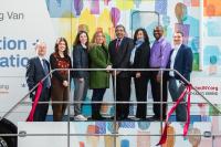 Columbia University physicians and staff standing in front of lung cancer screening van