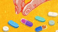 illustration of fingers picking up a pill