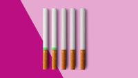 image of five cigarettes, including two menthol-flavored