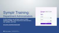 Symplr Training: Department Administrators Slide cover