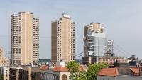 View of the Vagelos Education Building and Towers 1, 3, and 3, and the George Washington Bridge in the background. Photo Credit: Pavel Bendov