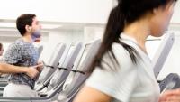 People running on treadmills.