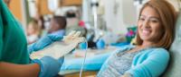 woman donating blood