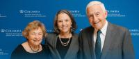 Roy and Diana Vagelos standing next to Dean Katrina Armstrong